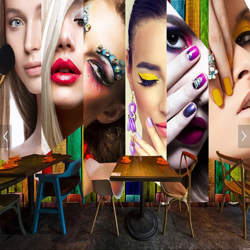 Customized products Wallpaper 3D Fashion Fresco Beauty Salon Clothing Cosmetics Nail Embroidery Shop Decoration background wall