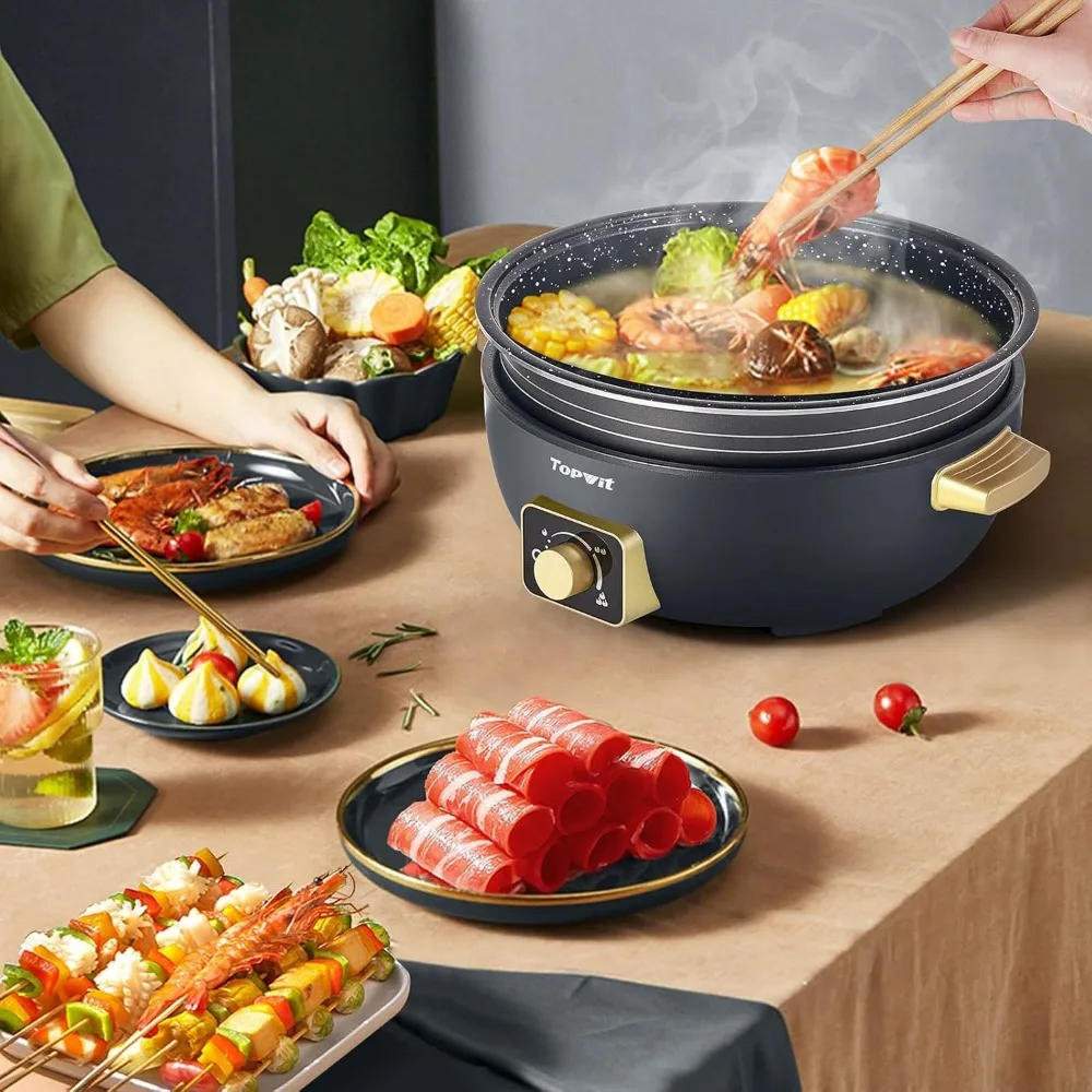 2024 New Pot 5L with Adjustable Power Control, Removable Nonstick Electric Frying Pan, 12” Deep Dish Multifunction
