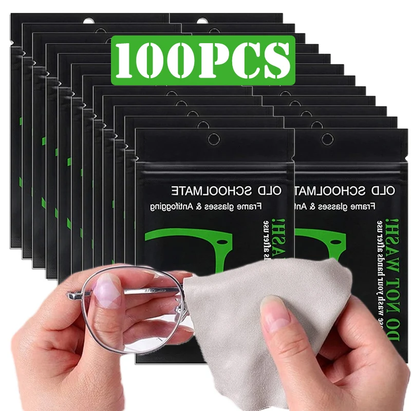 

100Pcs Reusable Anti-Fog Wipes Glasses Pre-moistened Antifog Lens Cloth Defogger Eyeglass Wipe Prevent Fogging for Glasses Lens