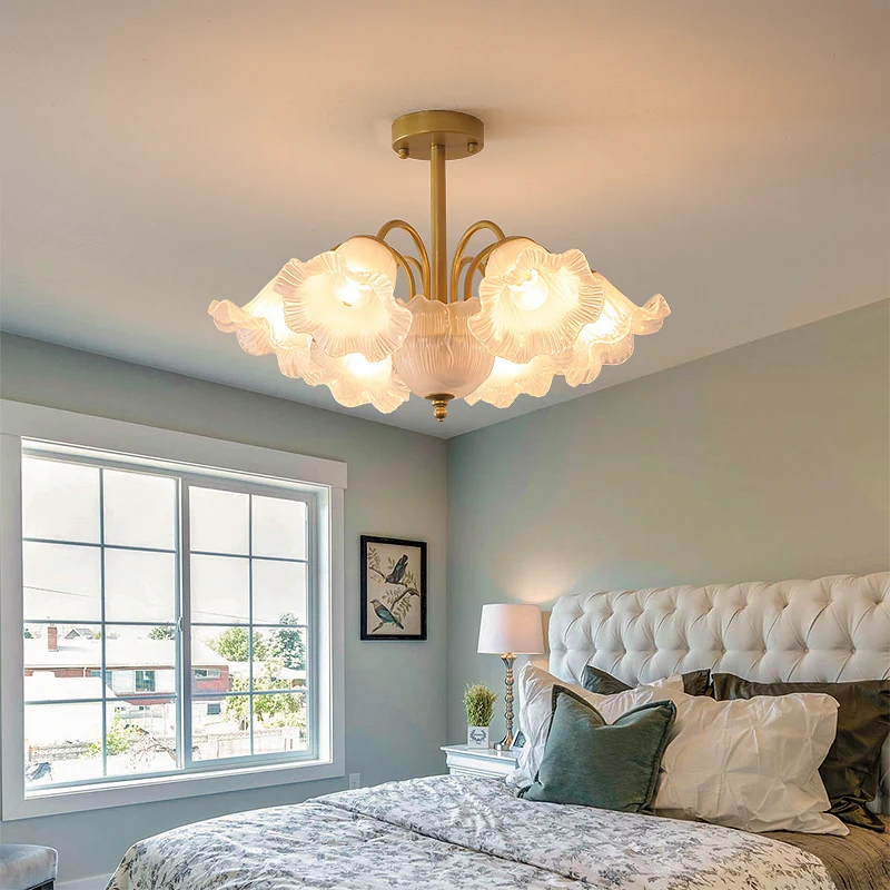

Bedroom living room chandelier flower creative pastoral American master bedroom new dining room simple