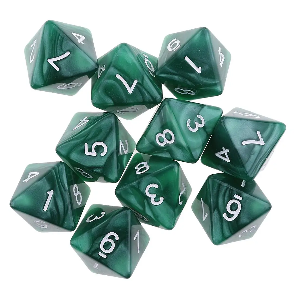 2x10pcs 8 Sided Dice D8 Polyhedral Dice for Party Table Games Green