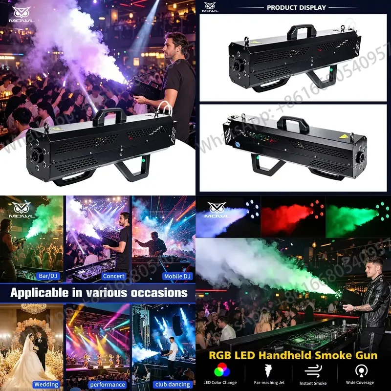 DJ Equipment Handheld DMX512 RGB LED Smoke Machine Fog Jet for Bar Disco Night Club Party Show