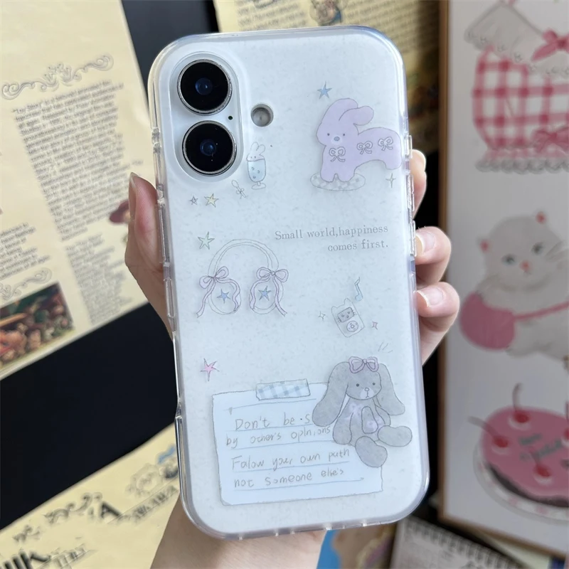 Y2k الكورية العصرية المتخصصة لطيف سماعات أرنب جراب هاتف آيفون 17 برو ماكس الهواء 15 14 13 16 12 11 برو ماكس زائد غطاء متقدم