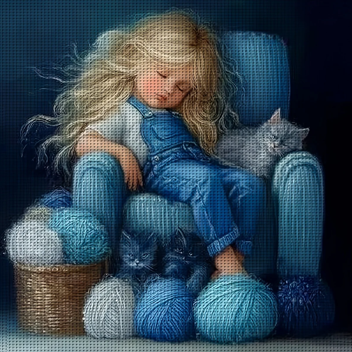 1PC 36X36cm/14.17X14.17inch, 11CT Print Cross Stitch DIY Kit, Tender Slumber, Adult Beginner's Relaxed Cross Stitch