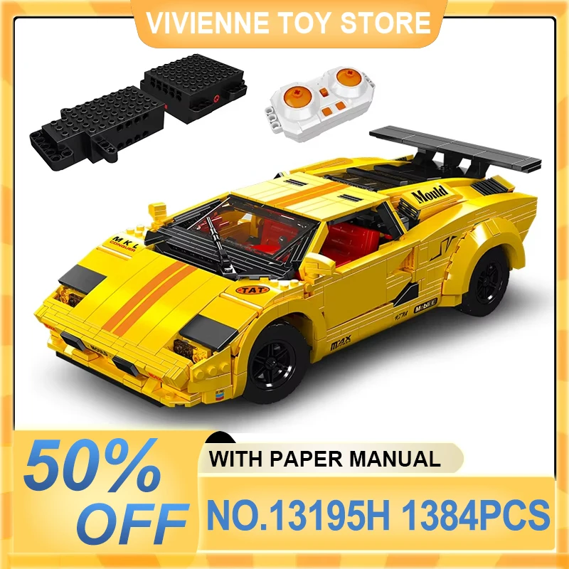 Mould King 13195 Technical Car Building Block Remote Control Countach Sport Racing Vehicle Brick Assembly Toy Kid Christmas Gift