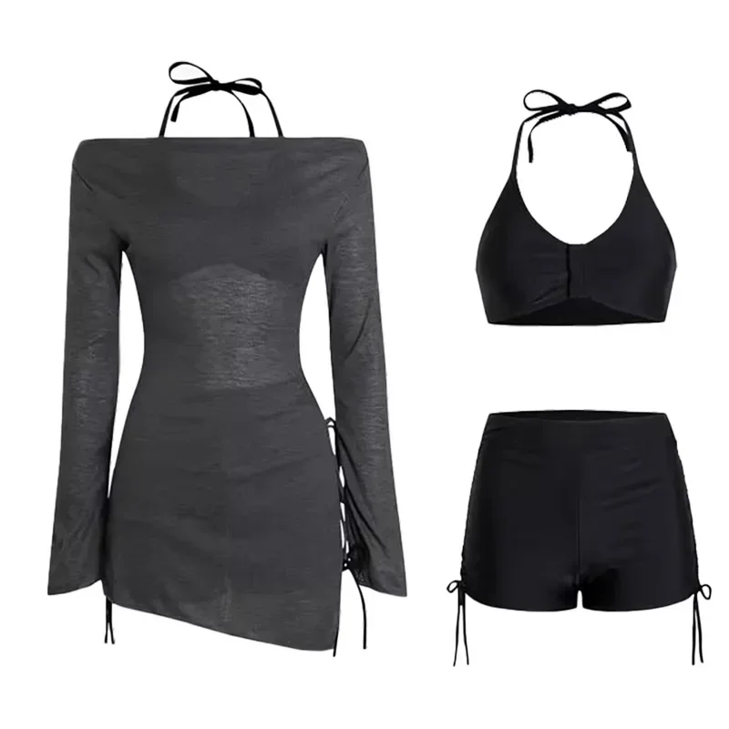 レディースビキニセット 細見え セクシー 小胸 ギャザー 3点セット スイート 温泉 カバーアップ 純粋な欲望スタイル 中国本土から