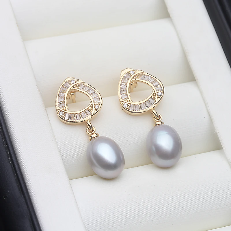 

Real Freshwater Earrings With Natural Pearls,925 Silver Grey Natural Pearl Earrings Jewelry Wife Mother Birthday Gifts Pink