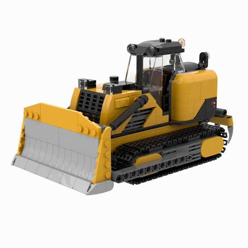 Modèle de véhicule de ville en briques de construction MOC, bulldozer d'excavation jaune, blocs modulaires de technologie, cadeau de jouet de Noël, ensemble de bricolage, assemblage