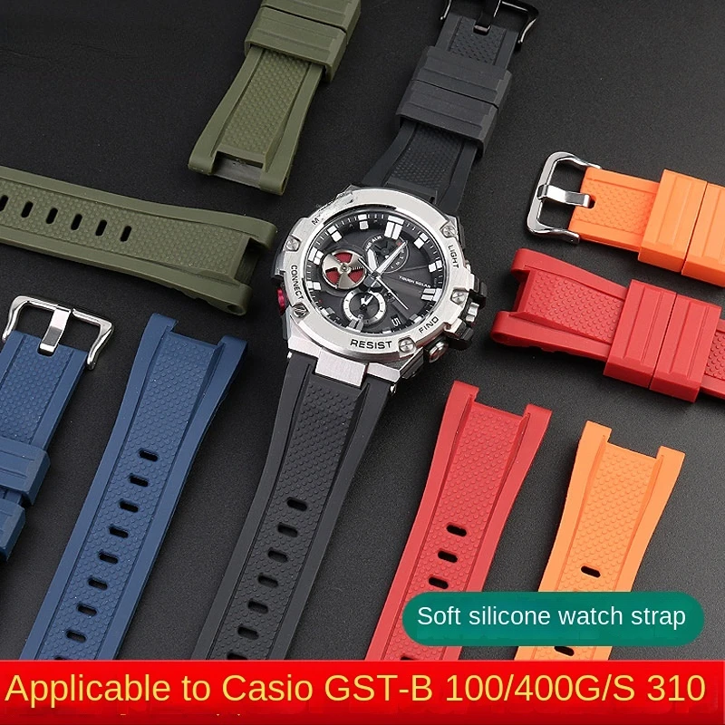 

For Casio G-SHOCK GST-210/W300/400G/B100/S110 S120 S130 S310 S330 Silicone Watchband men's resin Ctrap Rubber watch Accessories