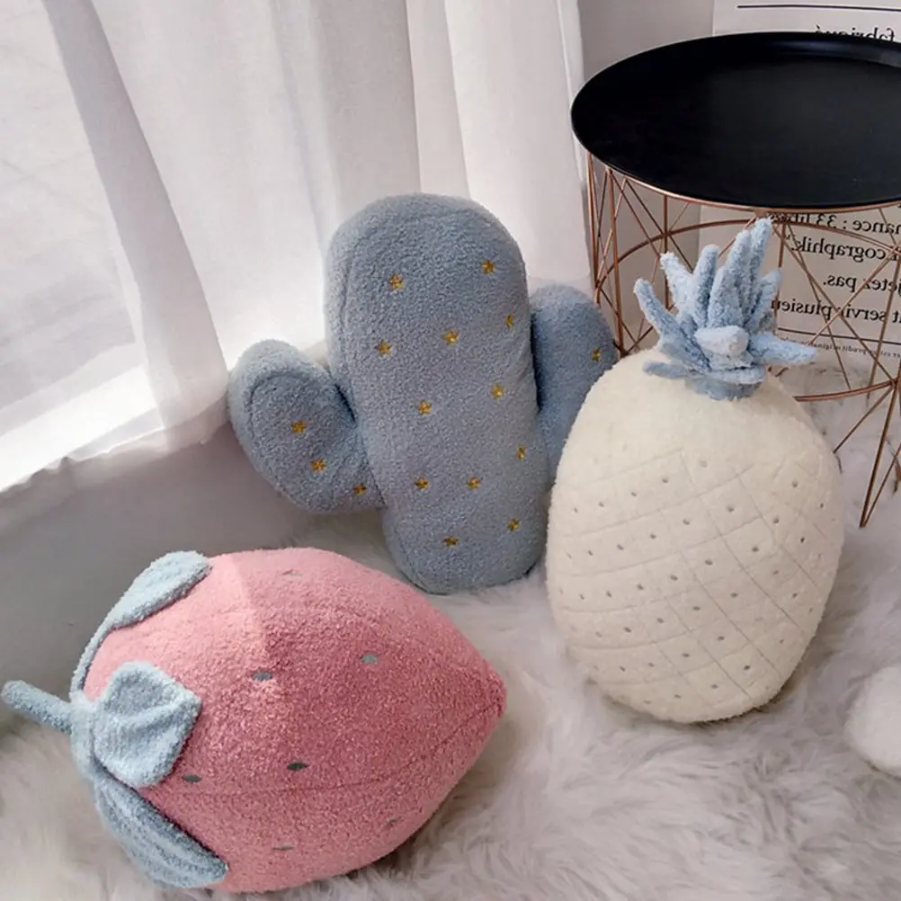 

Cactus Throw Pillow Cartoon Pattern Soft Surface Neck Support Cushion for Travel Office Home Sofa Seat Decorative Pillow