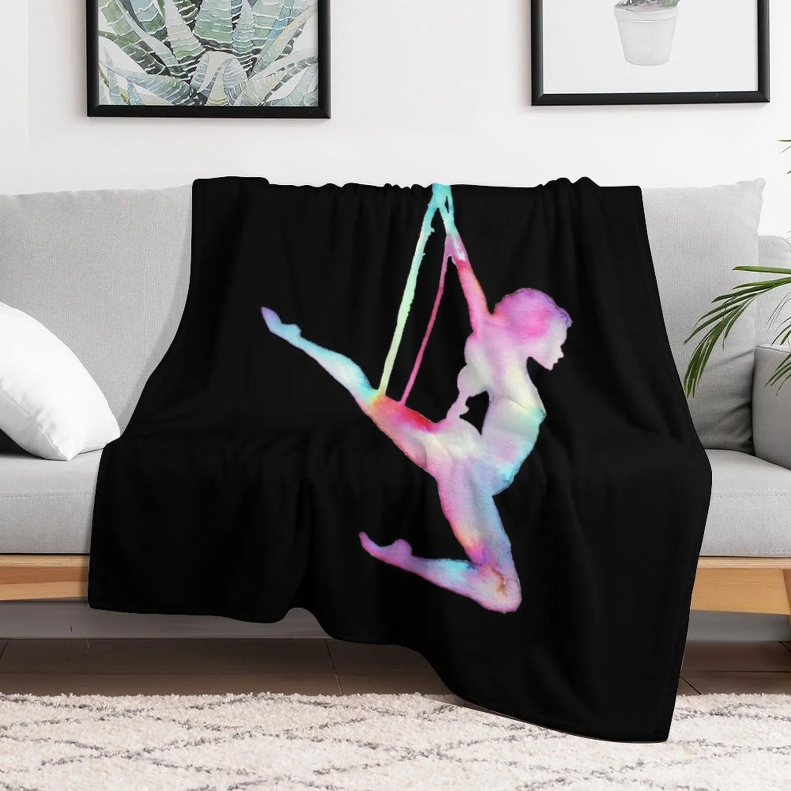 Rainbow Silhouette Aerial Lyra Hoop Throw Blanket For Sofa Thin Luxury Thicken Winter beds Blankets