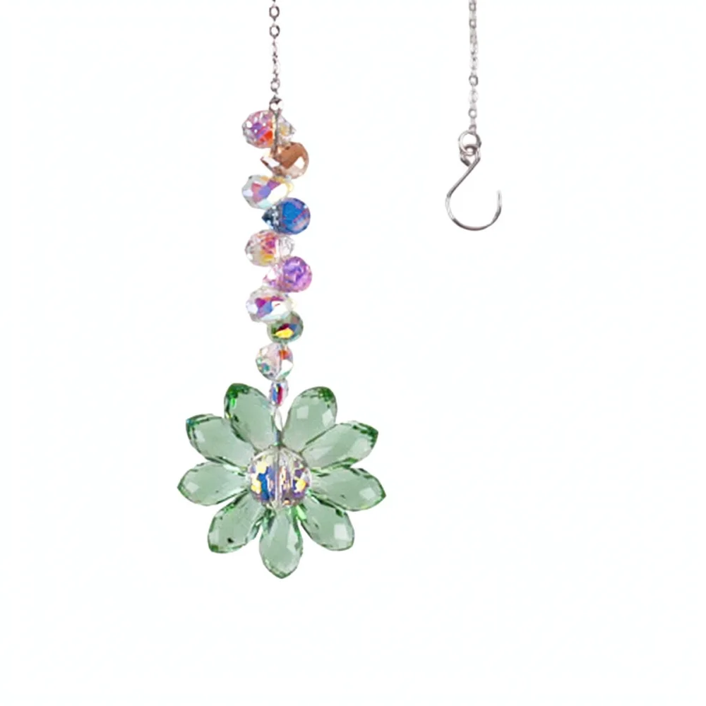 Elegant Flower Crystal Sun Catcher Hanging Pendant Rainbow Maker For Home Window Garden Art Decoration