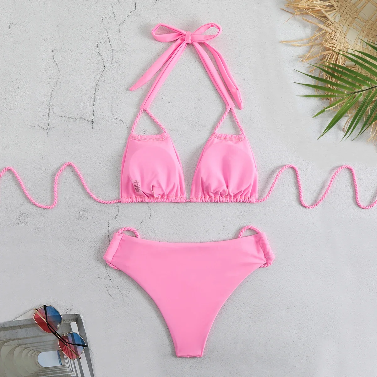 Seksowne brazylijskie bikini Set niskiej talii jednolity nadruk stroje kąpielowe damskie bikini push-up strój kąpielowy damski strój kąpielowy Biquini