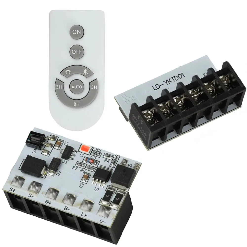 Automatic Solar LED Light Driver Control Board DC3-45V 6A Charge 4A Output Remote Control Daytime Charging Night Auto On