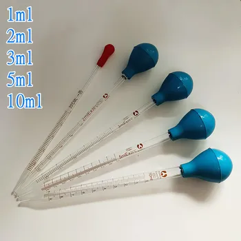 Contagocce in vetro da 2 pezzi 4 pezzi con linea di scala, pipetta in vetro da laboratorio chimico con testa in gomma