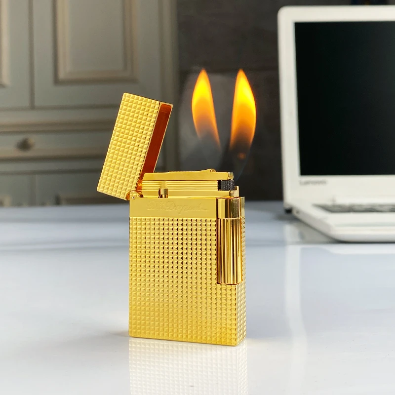 New commemorative edition single and double flame luxury lighter Ping Sound natural paint cigarette smoking butane lighter 16078