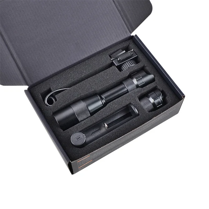 Strong light flashlight exploding LED red light green light focusing outdoor lighting flashlight