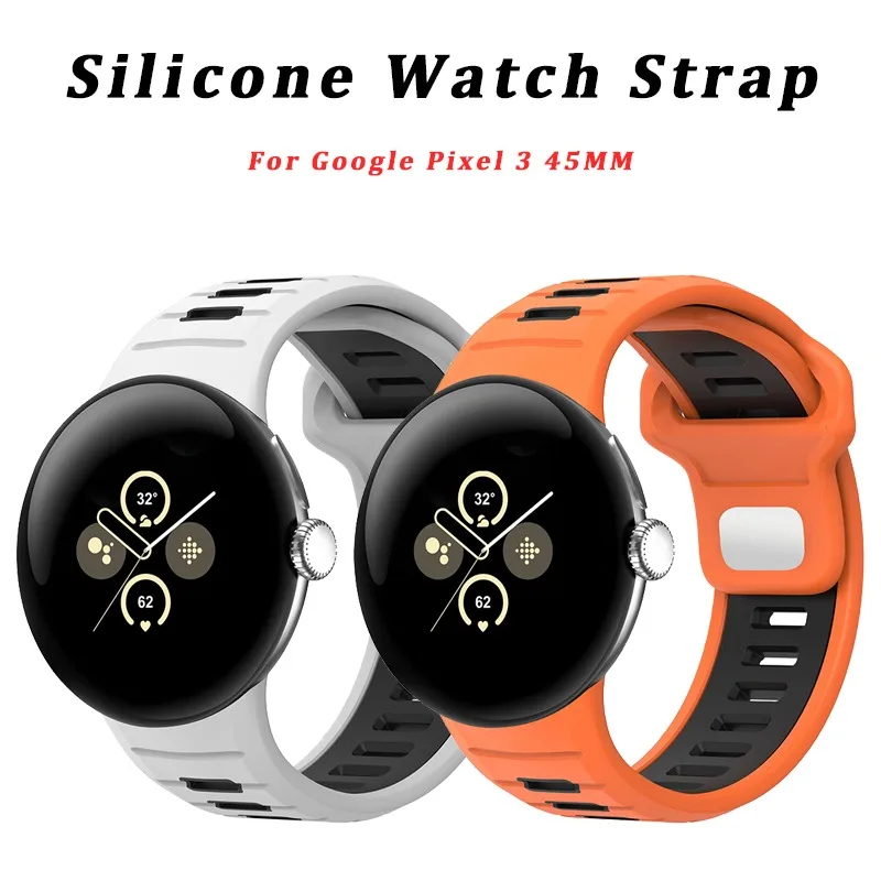 

Sport Silicone Strap for Google Pixel Watch 3 45mm Classic and Stylish Two-tone Watch Strap for Google Pixel Watch 3 45mm