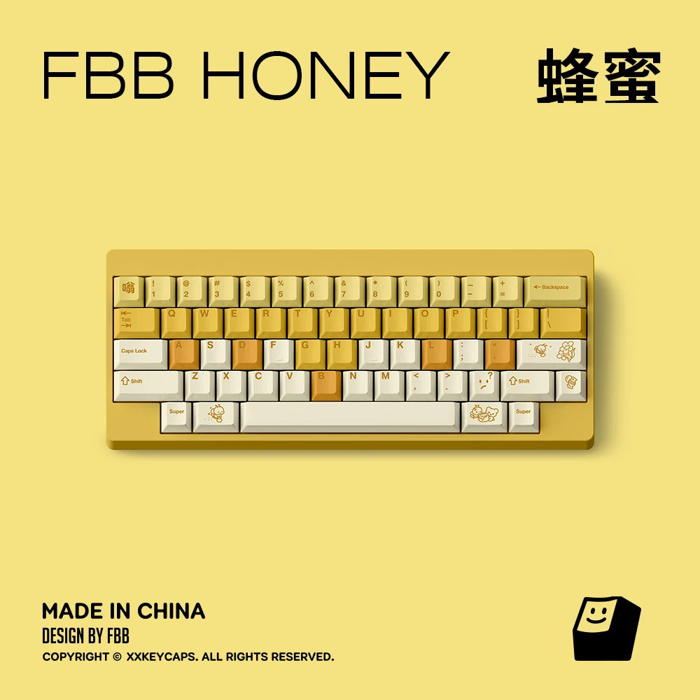 Original Keycap Honey PBT Hot Sublimation 1.7mm Thickened Yellow Customized Keyboard