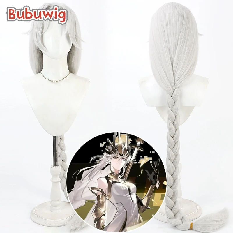 

Bubuwig Synthetic Hair Queen Cosplay Wigs To Be Hero X Queen 100cm Women Long Straight Silver White Braided Wig Heat Resistant