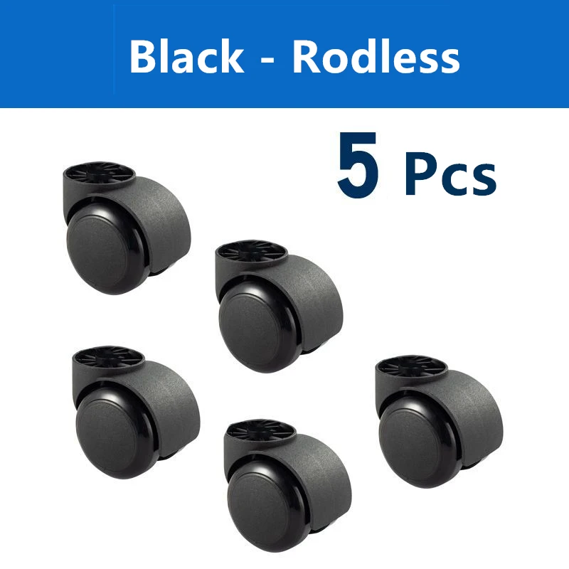 

1/2/5 Pcs White/Black Rodless/Rod Universal Wheel Office Chair Swivel Silent Black PU Computer Desk Table Caster Large Liner