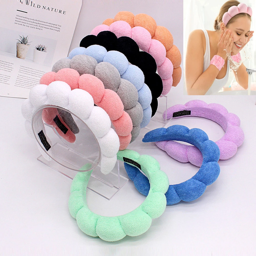 Puffy Makeup SPA Headband for Women Sponge Thick Hairbands for Skincare Yoga Face Washing Shower Facial Mask Headwear Wholesale