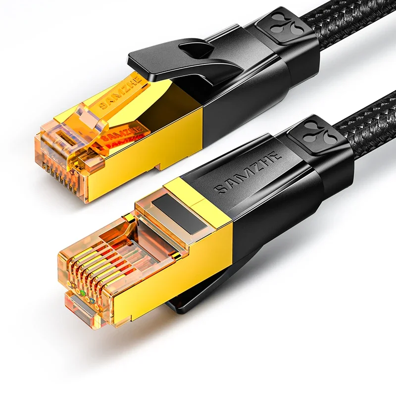 Samzhe Ethernet Kabel CAT7 10Gbps Katoen Gevlochten Netwerk Lan Cord Voor Modem Laptops PS5 4 Router 1M 5M 10M RJ45 Kabel Ethernet