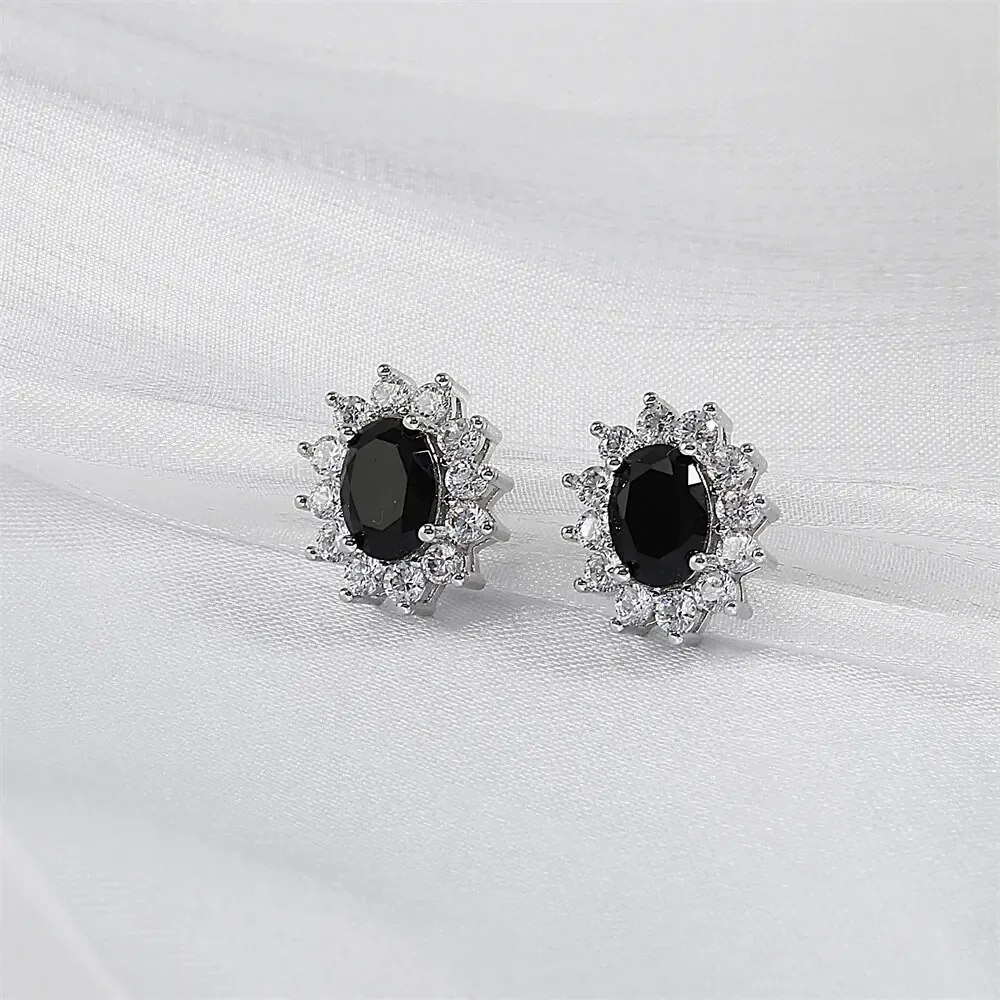 Trendy Geometric Cubic Zirconia Copper Stud Earrings For Women Metal Crystal Earring Party Wedding Daily Jewelry image 5