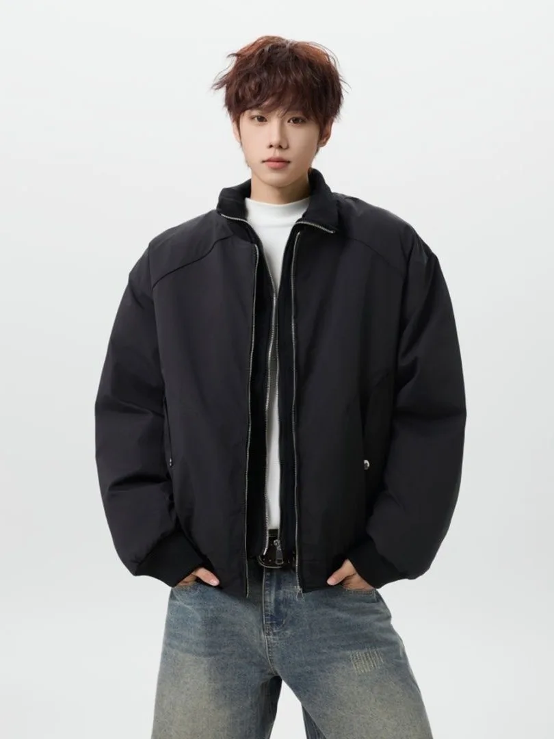 

American Sle Thiened Cotton Jaet Men's Loose Fit ort Pilot Coat Warmth Youth Faion Ox Fabric Long Sve Zipper