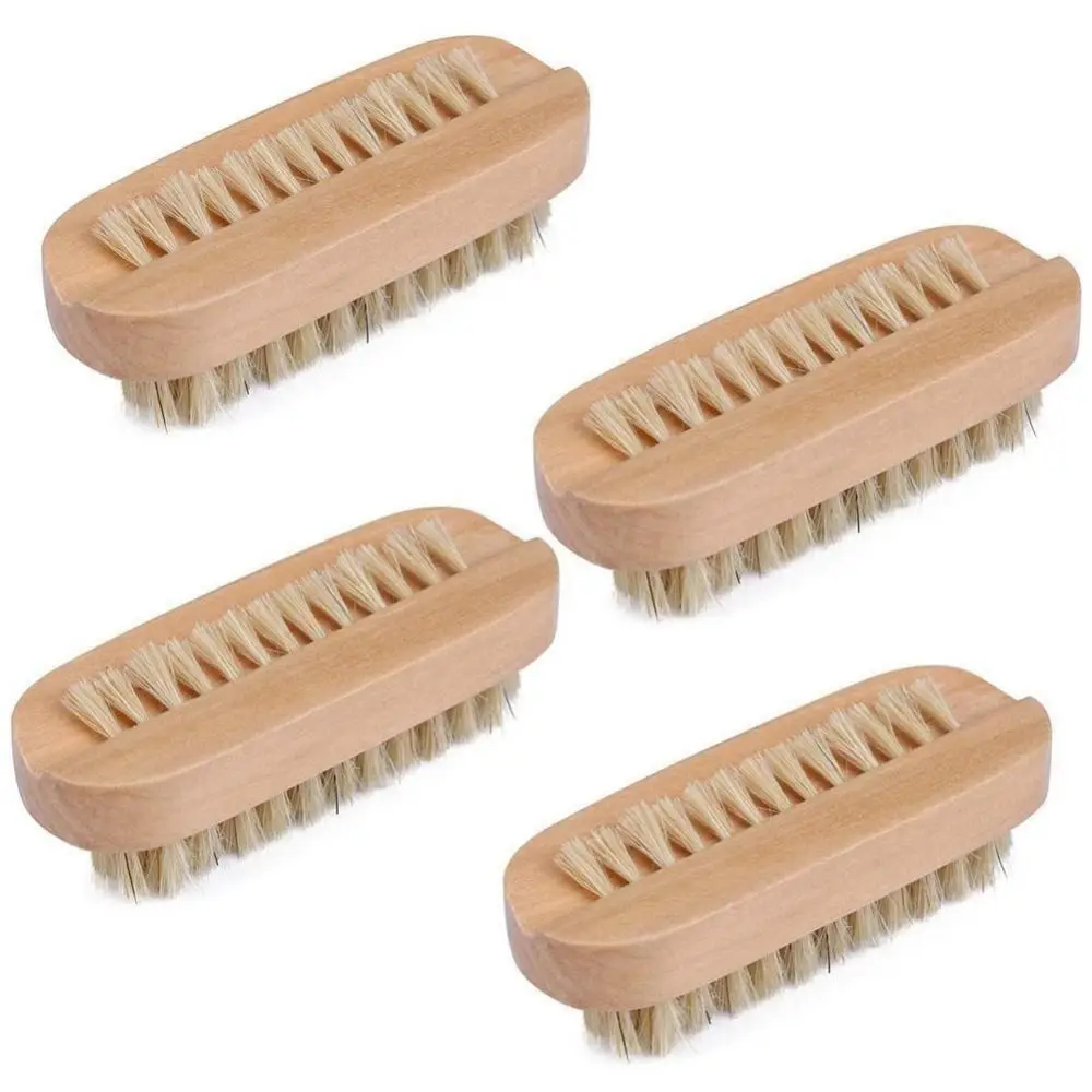 Nylon bristle Double Sided Nail Brush High Quality Wood Washing Up Bath Brush Double Sided Bristles Nail Brush