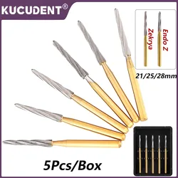 5Pcs Dental Tungsten Carbide Burs Drill Zekrya Endo Z Polishing Surgical Bone Cutters Bit for High Speed Handpiece FG 1.4/1.6mm
