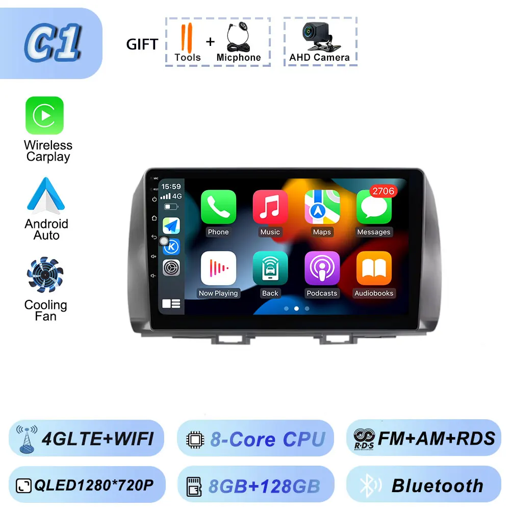 Android Auto voor Toyota BB 2 Daihatsu Materia 2005-2016 Autoradio Multimedia Video Bluetooth Speler GPS Navigatie CarPlay WiFi