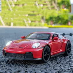 1/32 Scale 911 Gt3 Sports Car Model Toy Alloy Body Rubber Tires Doors Opened Supercar Models Sound Light Pull Back Gifts for Kid