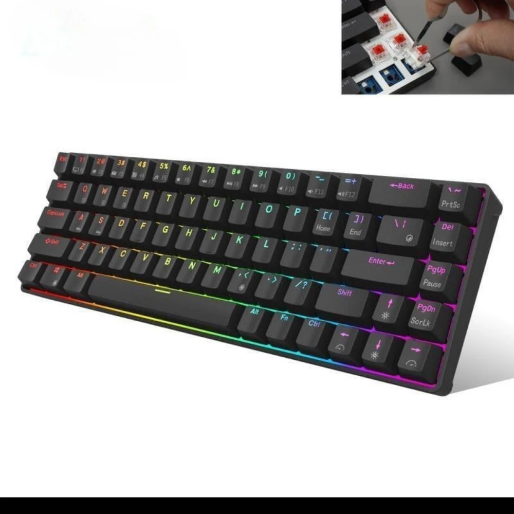 For  K605 Big 60 61 key  Blue Switch Black Gaming gamer Mechanical Keyboard