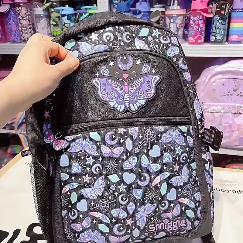 Genuine Australian Smiglige Student Backpack Lightweight Zero Weight Purple Butterfly Patterned Children's Backpack Cartoon Bag