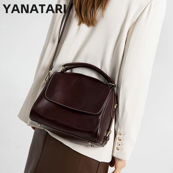 Female genuine cow leather bag for women bag Handbag New Crossbody luxury Shoulder bag high-capacity tote bag Vintage Bag