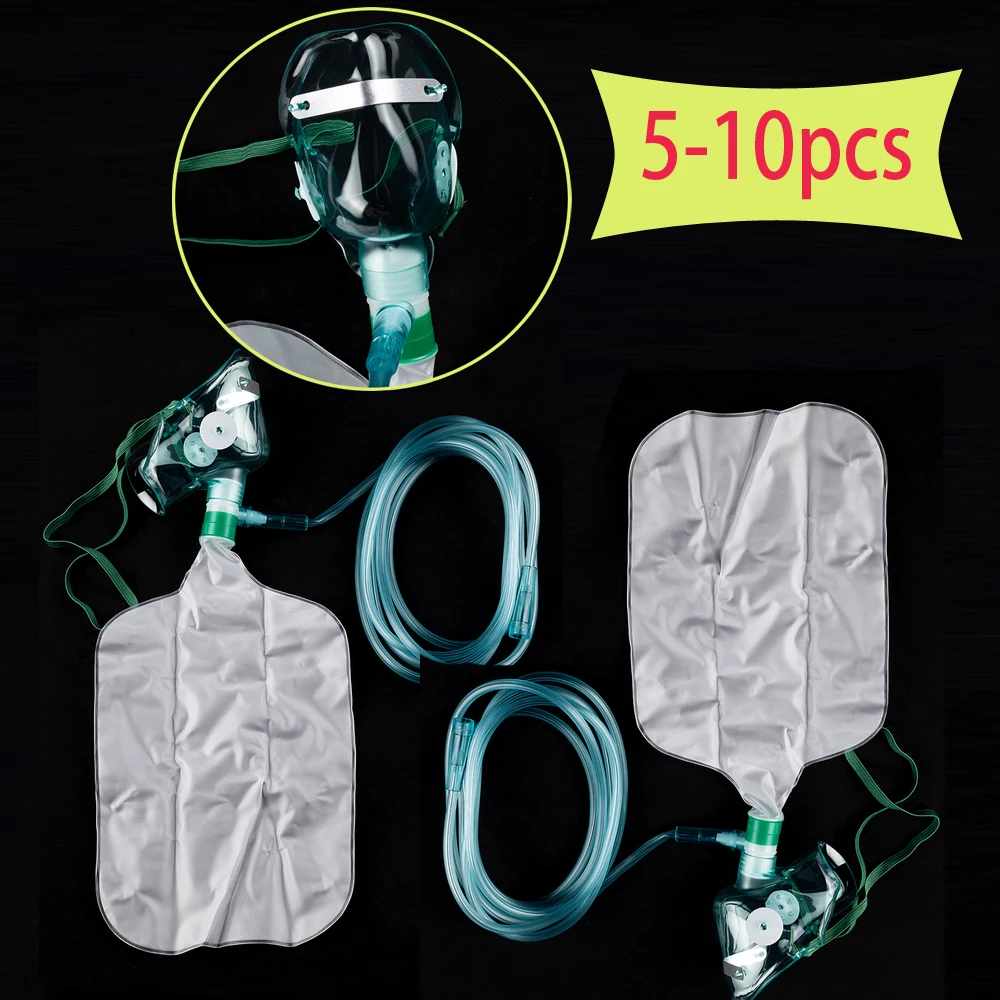 

5-10PCS oxygen mask with reservoir bag Adult Non-rebreather oxygen mask High Concentration Oxygen Face Mask Reservoir Bag
