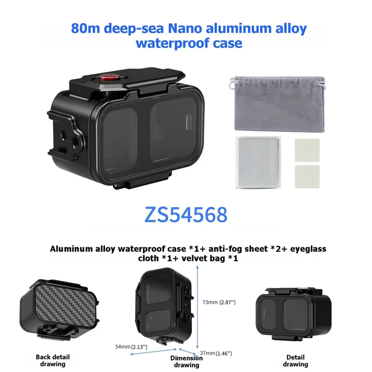 newA10R 80M Diving Protection Housing Aluminum Alloy Frame Protective Case Underwater Diving Waterproof Case for Nano