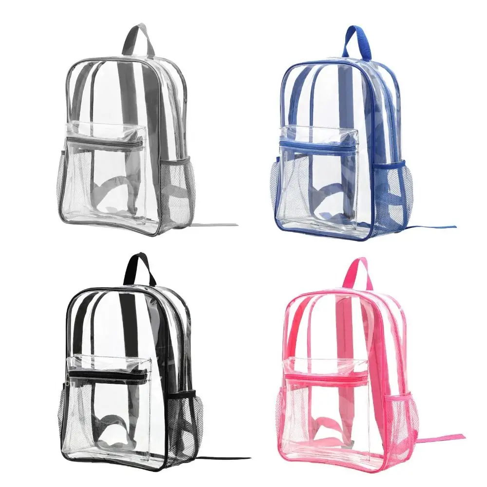 Large Capacity Transparent Backpack Casual Zipper Waterproof Clear Backpack School Bag Visible Pvc Backpack Travel