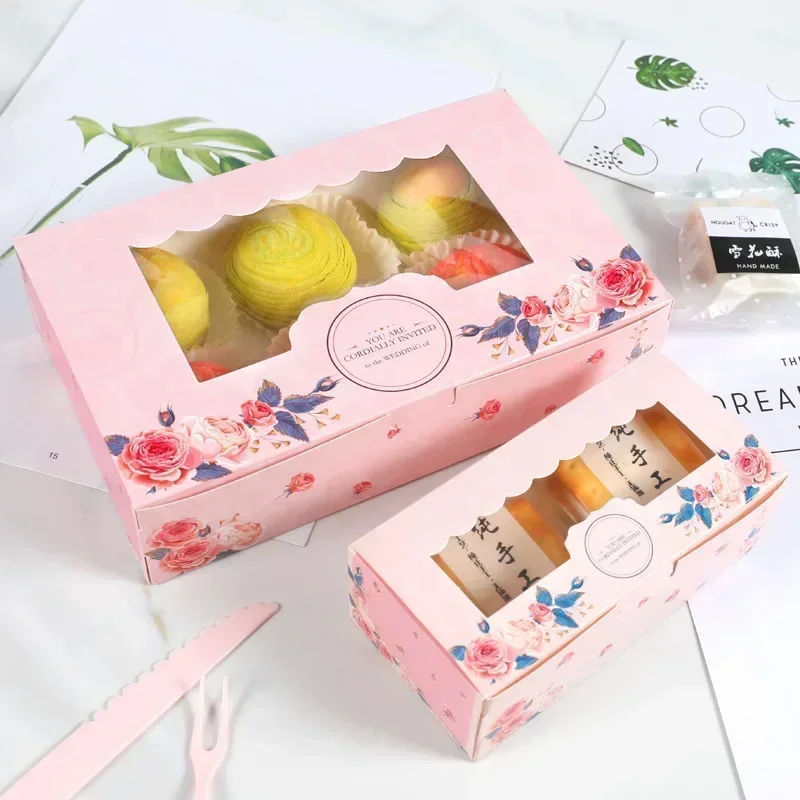 10 adet Mini Mooncake kağıt hediye kutusu şeffaf pencere şeker ve tatlılar kek kutusu düğün iyilik Navidad hediye paketleme ev için