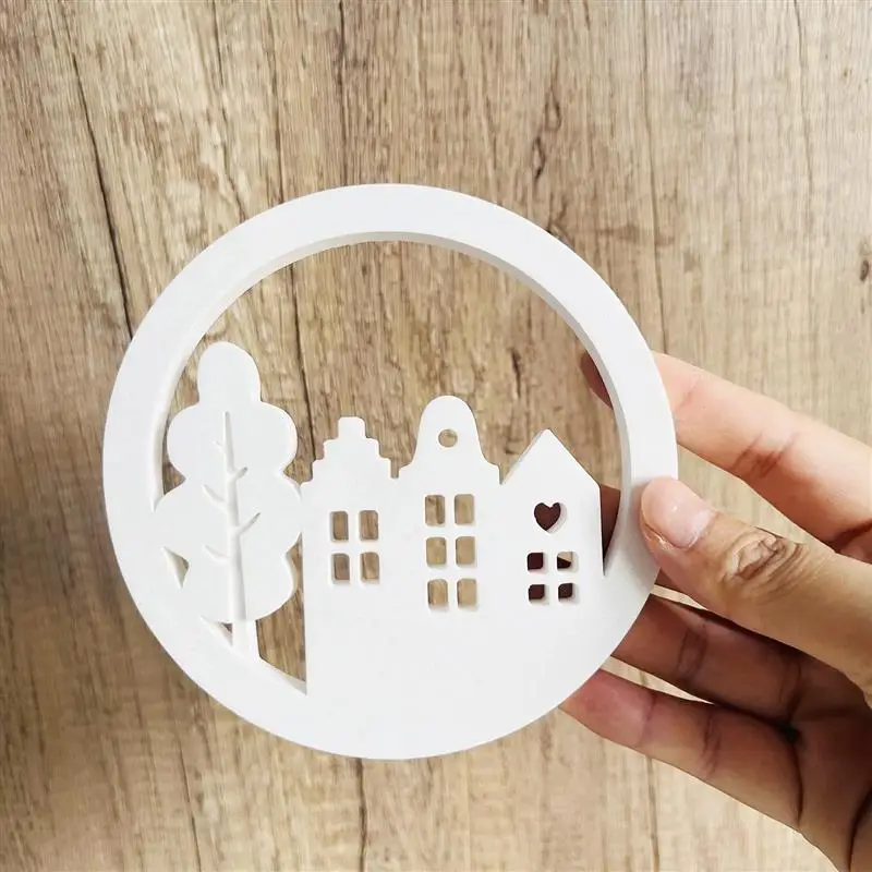 Circular Leaf House Silicone Mold Elliptical Base Casting  Mould DIY Aromatherapy Gypsum Decoration Mould Home Art Decoration