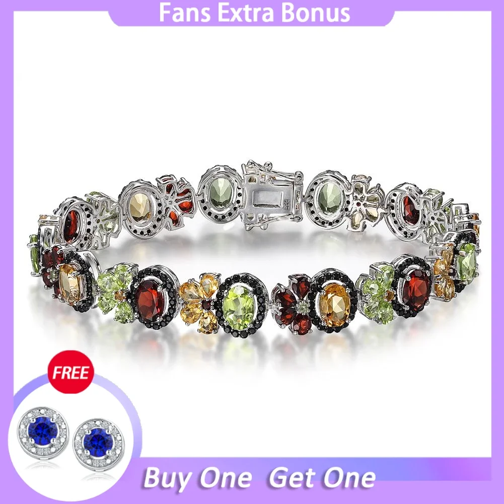 Gz zongfa 100% natürliche Edelstein armbänder Rhodolit Peridot Citrin Charme für Frauen 925 Sterling
