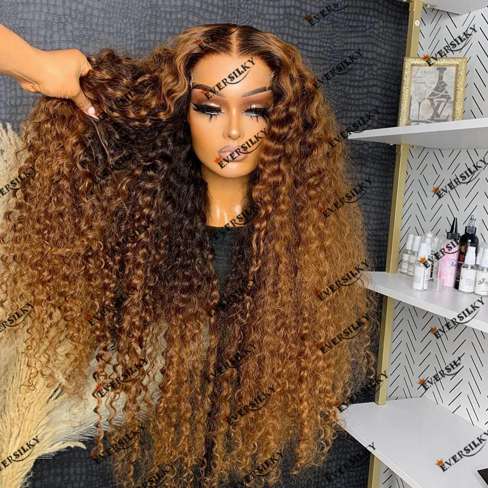 

Curly Human Hair Brazilian Ombre Blonde 360 Lace Frontal Wigs For Black Women Preplucked Remy Deep Curl 13x6 Lace Front Wig