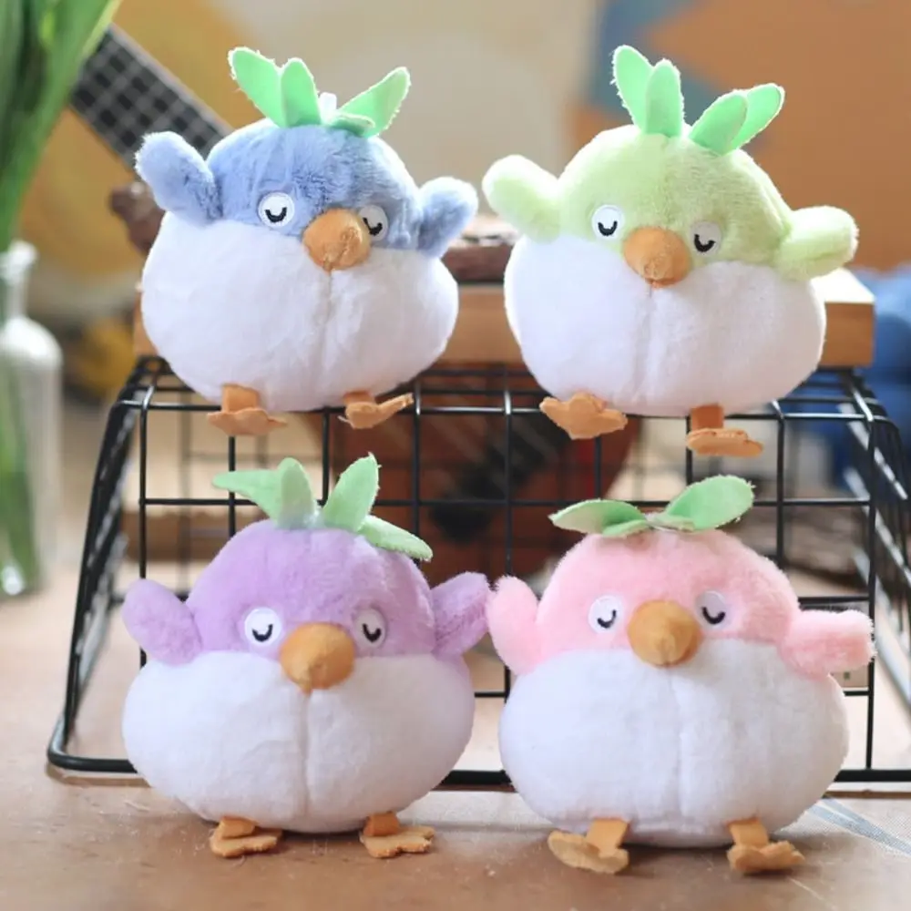 2Pcs Chicken Plush Bird Key Chain Soft Bag Decor Car Keyring Cartoon Animal Fluffy Stuffed Doll Pendant Backpack Decoration