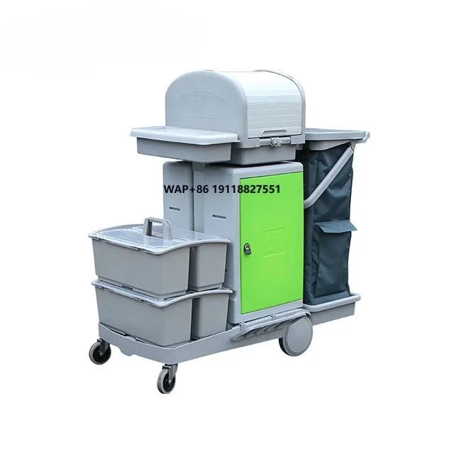 

Factory Price Housekeeping Storage Roll Top Cabinet Flat Mop Bucket Street Cleaning Tool Cart Floor Cleaning Trolley - Swallow