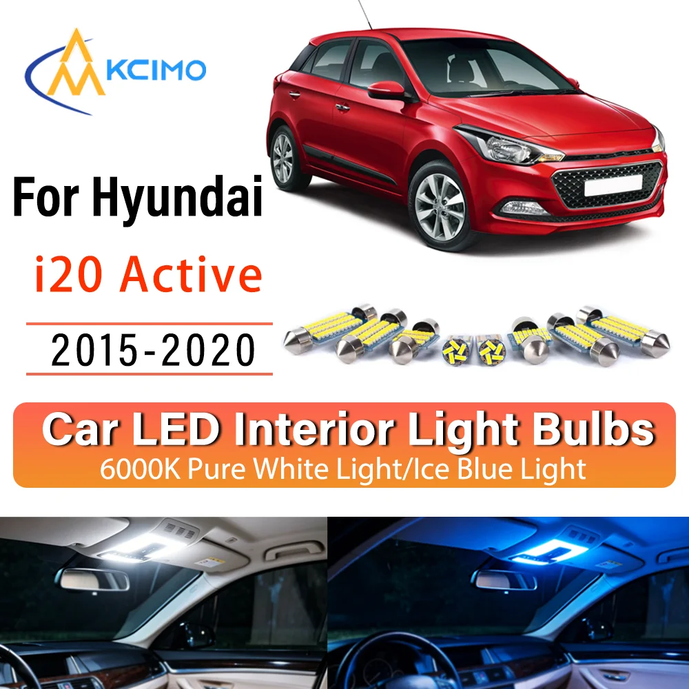 For Hyundai i20 Active 2015-2020 Persistent Glow LED Interior Light Kit Replacement Dome Map Trunk Cabin Lamps Upgrade