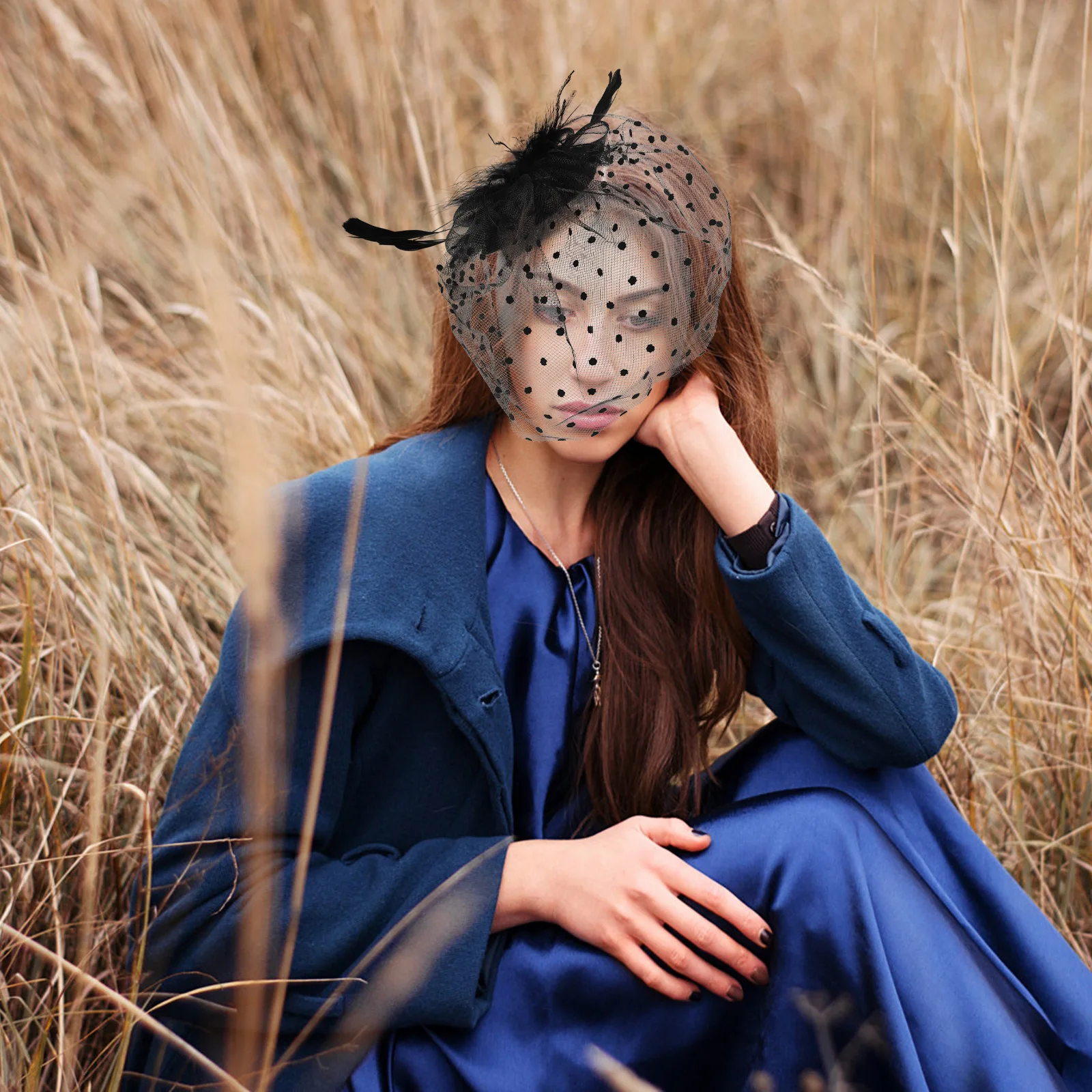 

Net Tulle Hair Accessory Pearl Decor Women Fascinator Lightweight Bridal Headdress For Wedding Tea Party Banquet Headpiece