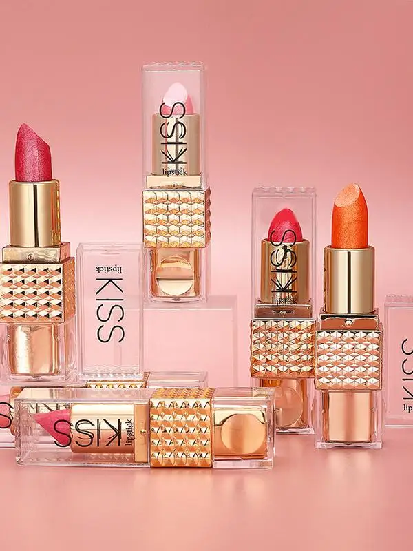 6pcs Shimmer Lipstick Set Red Glitter Lipstick Waterproof Long Lasting Diamond Pearlescent Metallic Lipstick Tinted Lip Balm