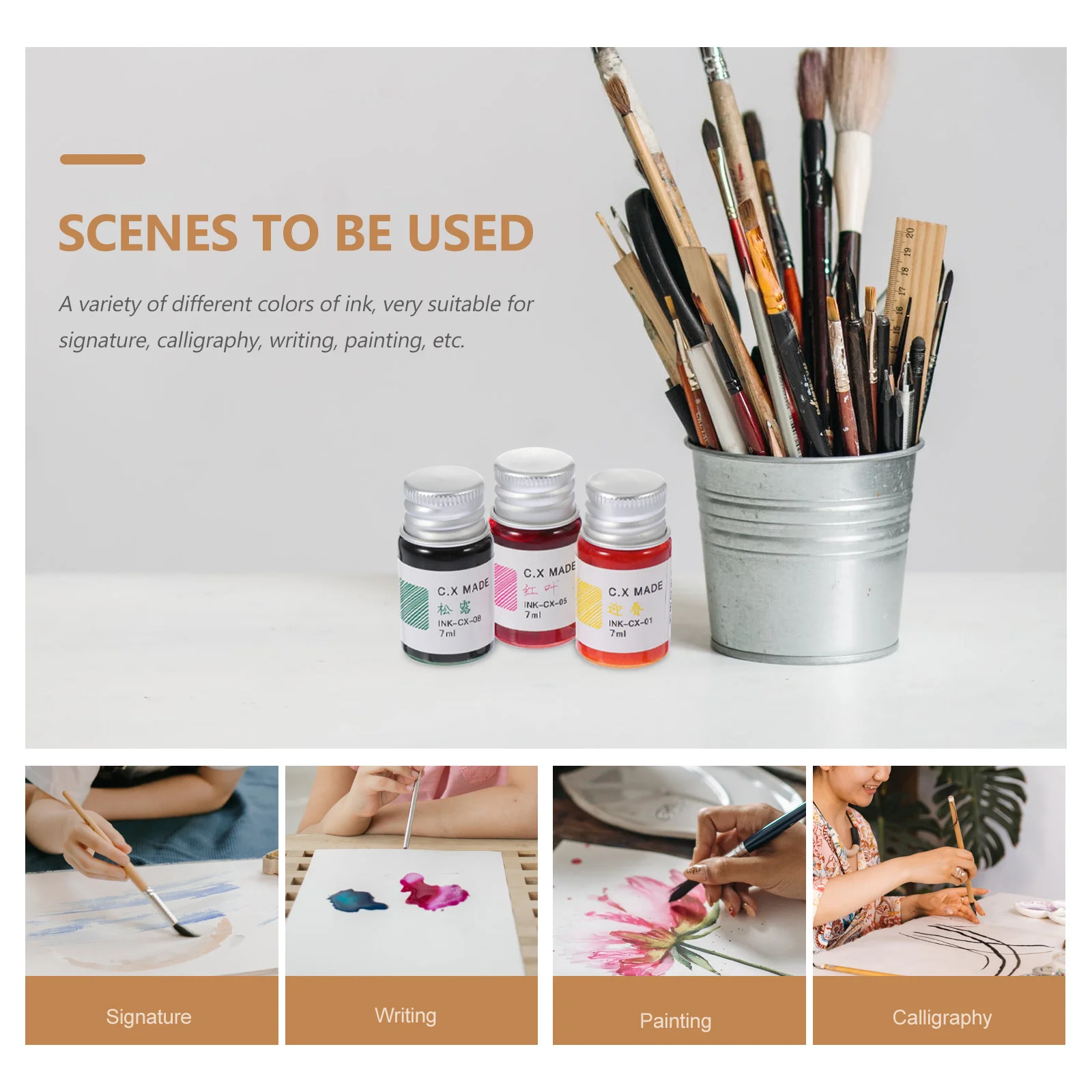 

6Pcs Set Vintage Glass Dip Pen Ink for Calligraphy Writing Painting Office School Stationery Creative Art Supplies