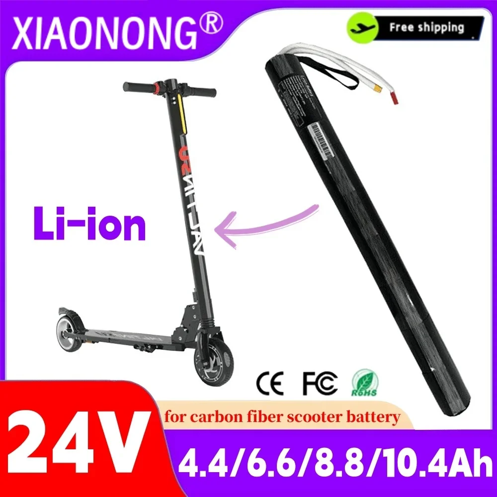 

100% New 24v 4400/6600/8800/10400mAh 18650 Li-ion Battery Pack For Carbon Fiber Scooter Special